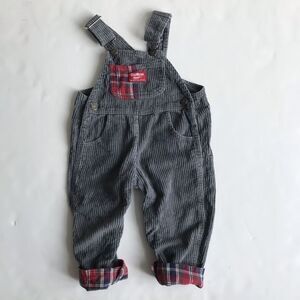 Vintage Oshkosh thick corduroy/plaid overalls 2T
